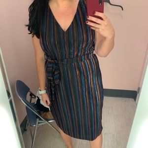 Rachel Roy Black shimmer striped dress